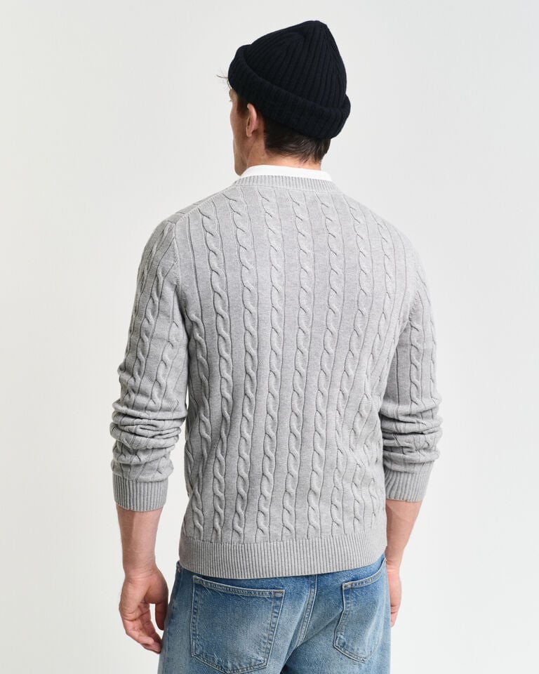 Gant Jersey de cuello redondo y punto de ochos en algodón En línea
