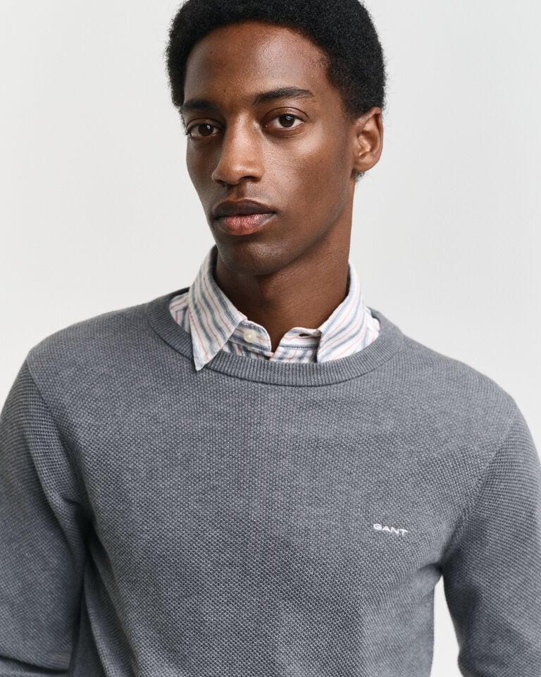 Gant Jersey de cuello redondo en piqué de algodón Outlet
