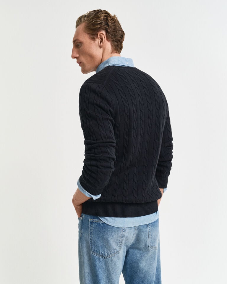 Gant Jersey de cuello redondo y punto de ochos en algodón Outlet online