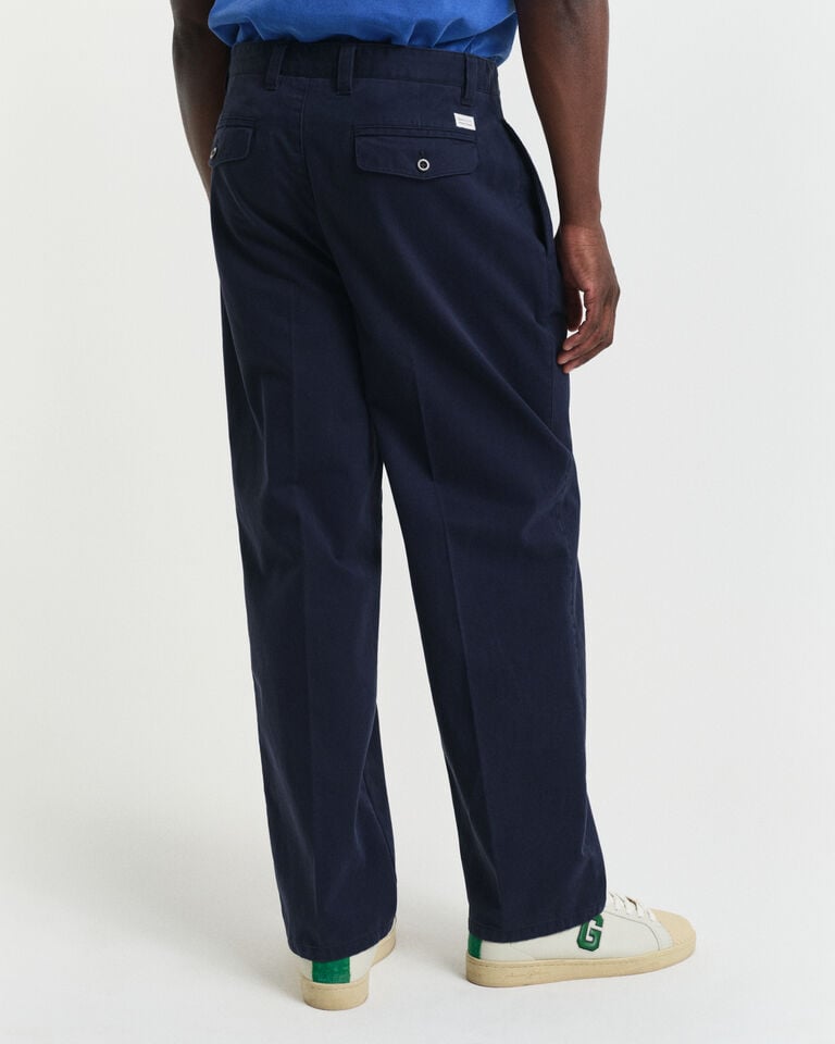 Gant Pantalones chinos de pinzas Relaxed Fit en sarga de algodón Precio de fábrica