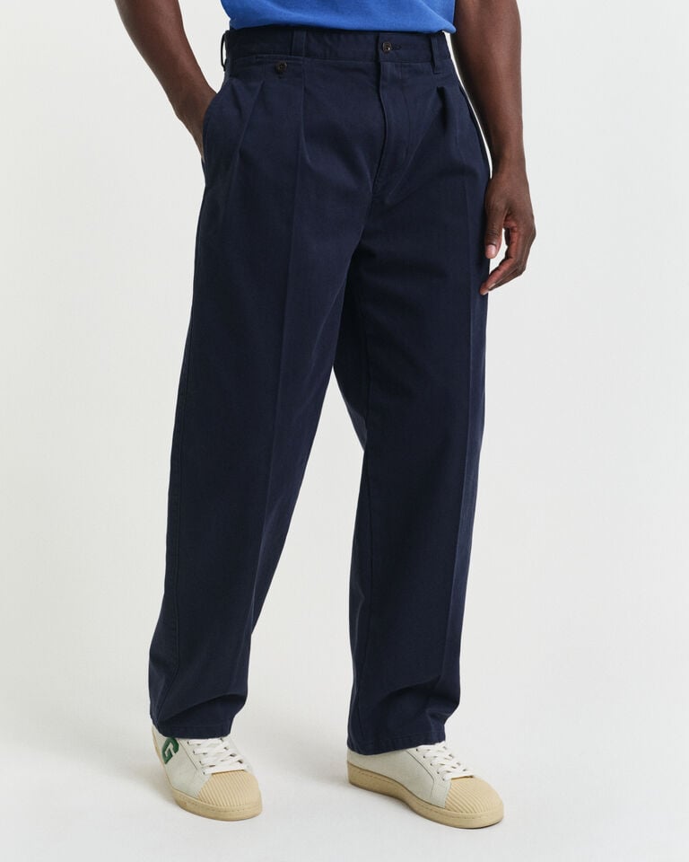 Gant Pantalones chinos de pinzas Relaxed Fit en sarga de algodón Precio de fábrica