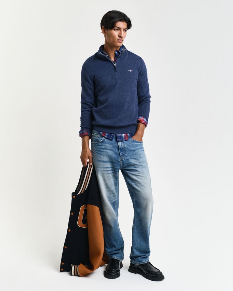 Gant Jersey clásico de algodón con media cremallera Ofertas de temporada