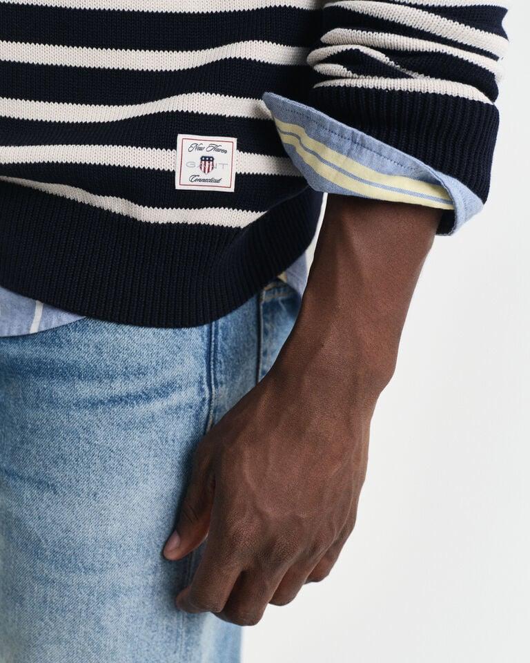 Gant Jersey de algodón a rayas con media botonadura en el cuello En oferta