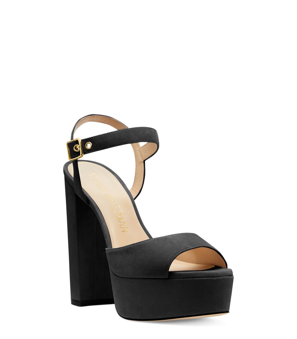 Stuart Weitzman RYDER 95 PLATFORM SANDAL en NEGRO de Mujer | Stuart Weitzman® Liquidación