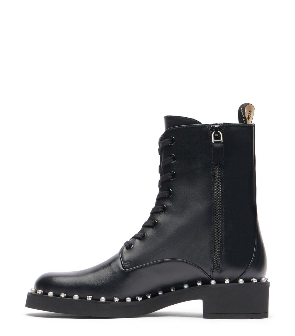 Stuart Weitzman REVERIE LACE-UP BOOTIE en NEGRO de Mujer | Stuart Weitzman® En oferta