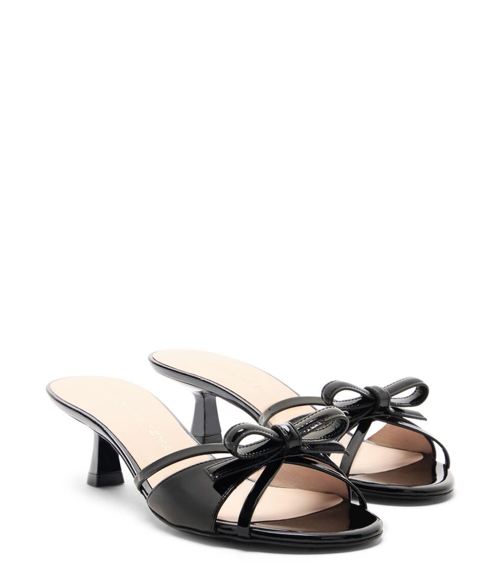 Stuart Weitzman FELICITY BOW 50 SLIDE en NEGRO de Mujer | Stuart Weitzman® Última moda