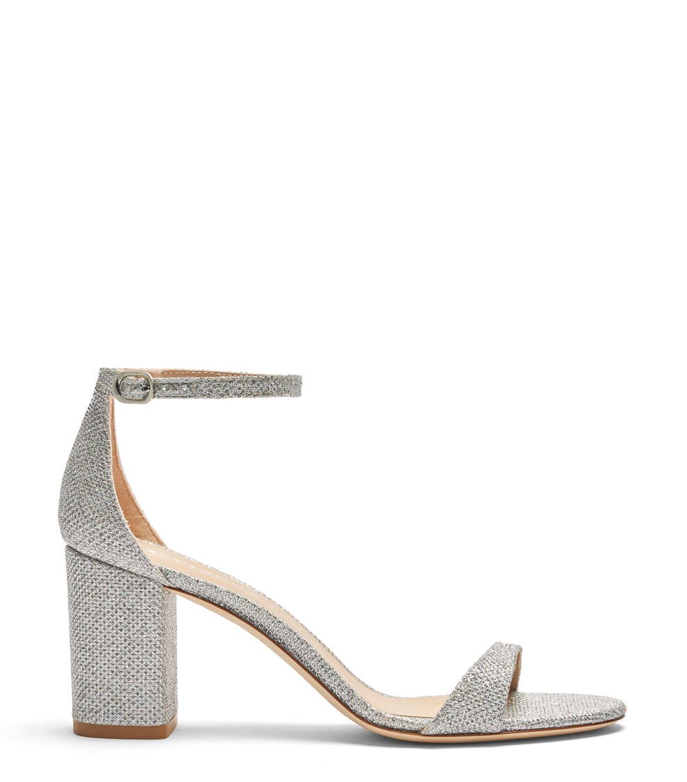 Stuart Weitzman NUDIST II 75 BLOCK SANDAL en CRISTAL de Mujer | Stuart Weitzman® Últimos 2 días