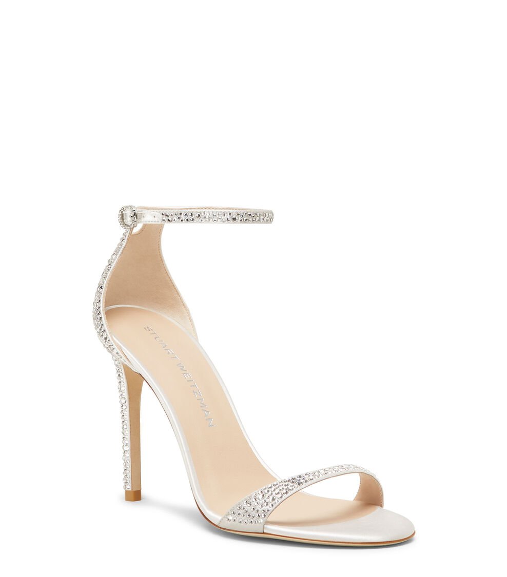 Stuart Weitzman NUDIST SHINE 100 SANDAL en CLARO/CREMA de Mujer | Stuart Weitzman® Último día
