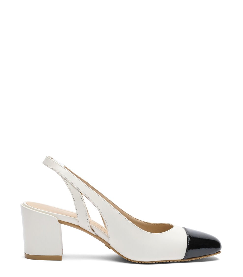Stuart Weitzman SLEEK 50 SLINGBACK en CREMA/NEGRO de Mujer | Stuart Weitzman® Outlet