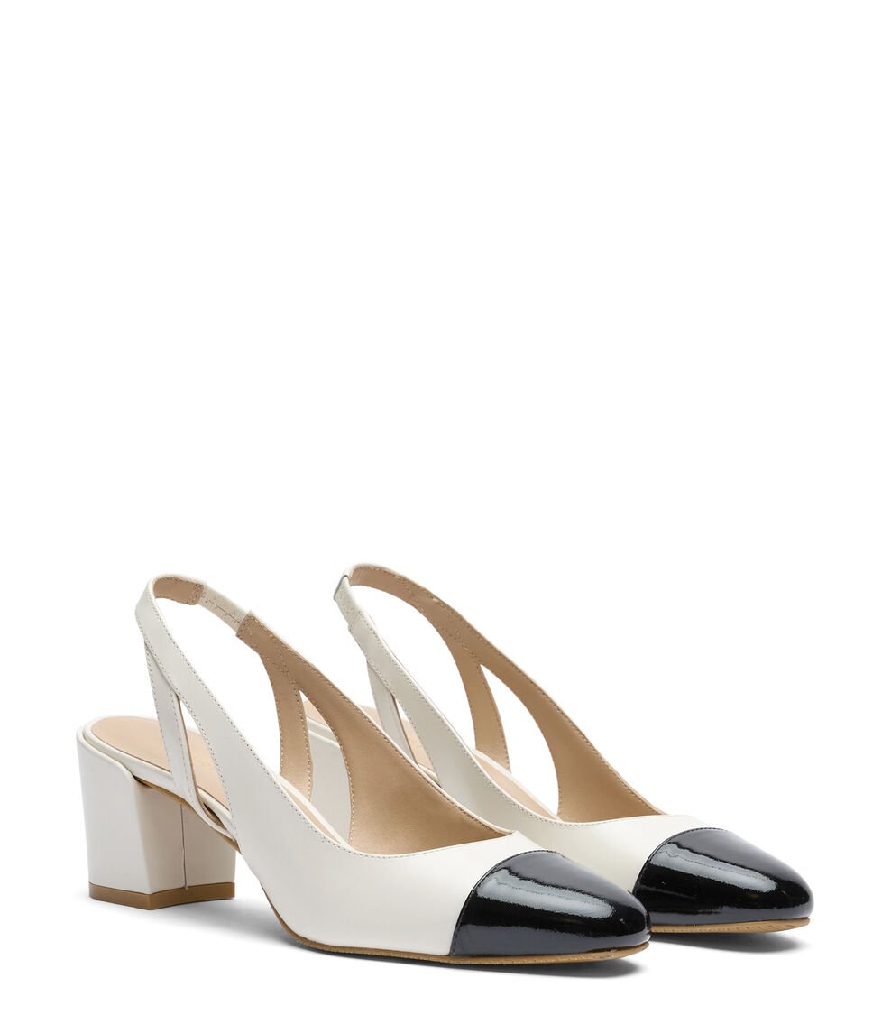 Stuart Weitzman SLEEK 50 SLINGBACK en CREMA/NEGRO de Mujer | Stuart Weitzman® Outlet