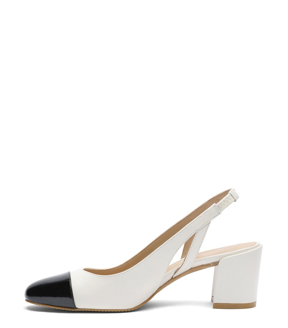 Stuart Weitzman SLEEK 50 SLINGBACK en CREMA/NEGRO de Mujer | Stuart Weitzman® Outlet