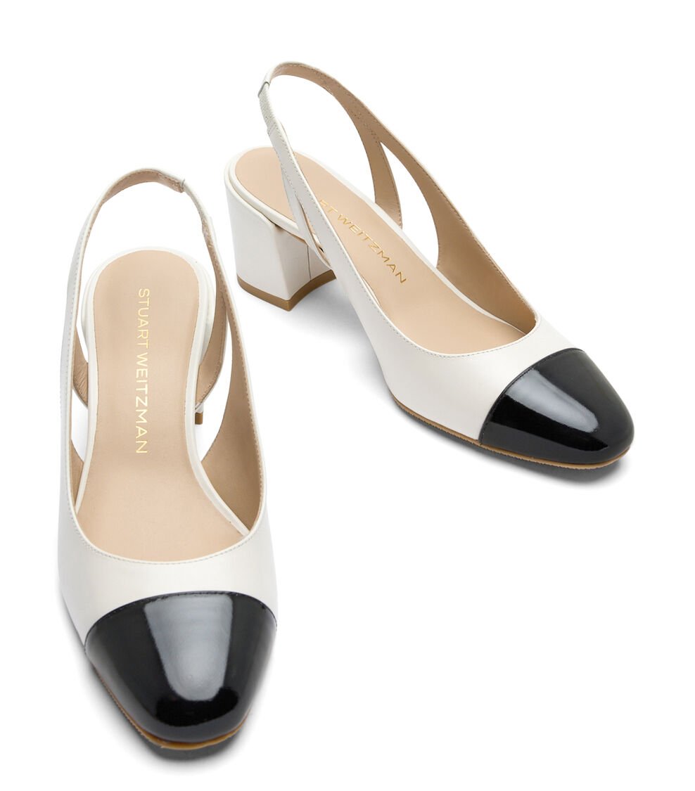 Stuart Weitzman SLEEK 50 SLINGBACK en CREMA/NEGRO de Mujer | Stuart Weitzman® Outlet