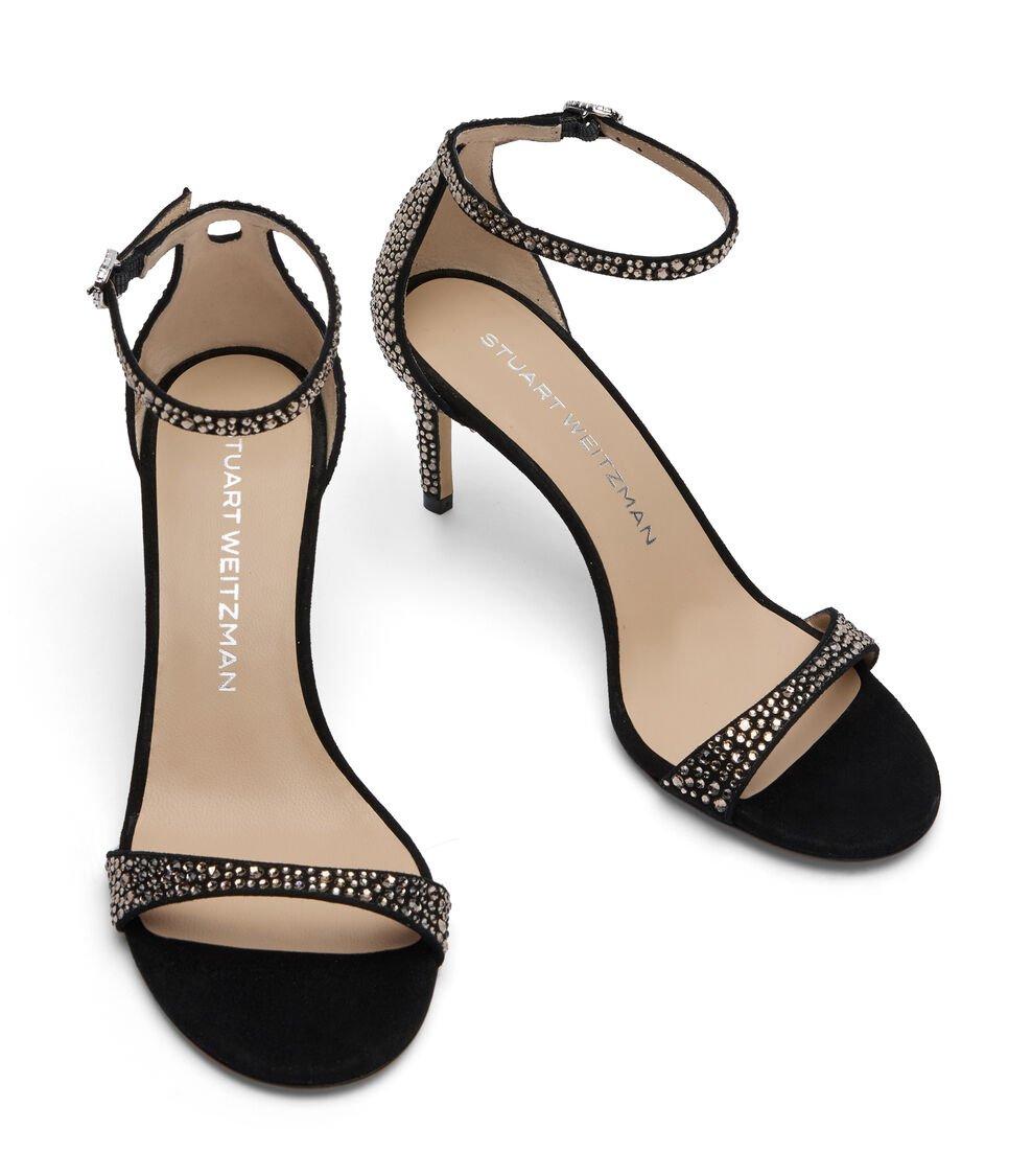 Stuart Weitzman NUDIST SHINE 75 SANDAL en JET HEMATITE/NEGRO de Mujer | Stuart Weitzman® Precio de fábrica
