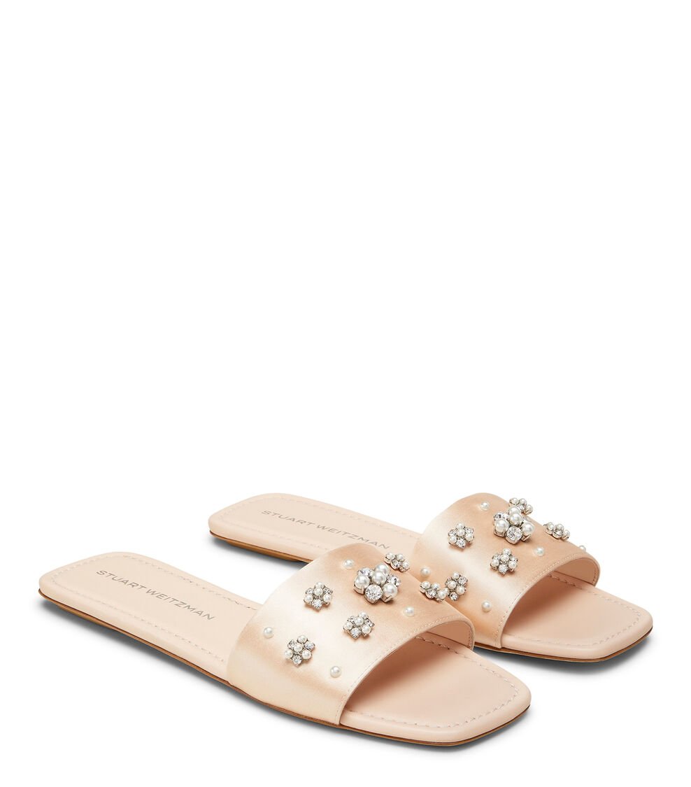 Stuart Weitzman POPPY FLAT SLIDE en BLUSH/CLARO/NATURAL de Mujer | Stuart Weitzman® Liquidación