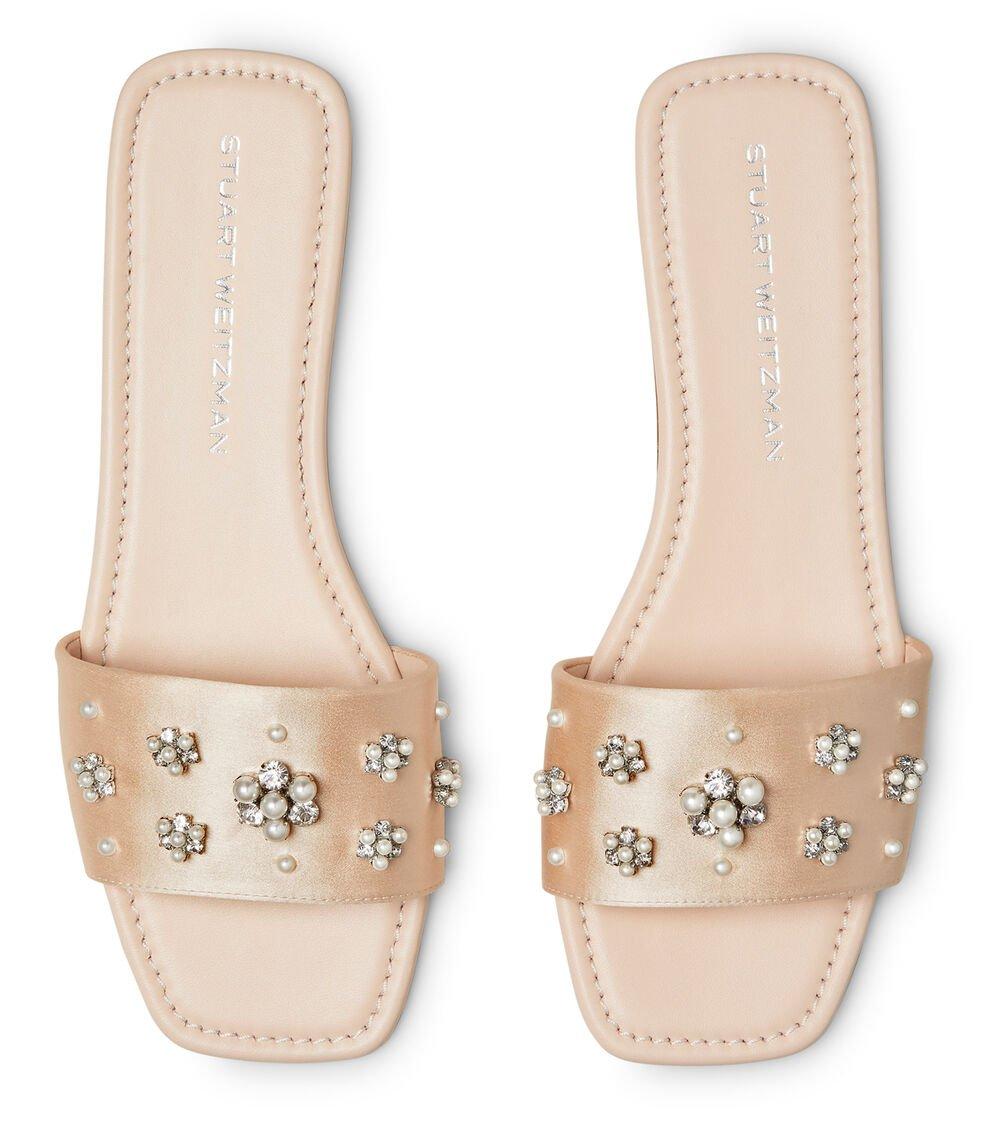 Stuart Weitzman POPPY FLAT SLIDE en BLUSH/CLARO/NATURAL de Mujer | Stuart Weitzman® Liquidación