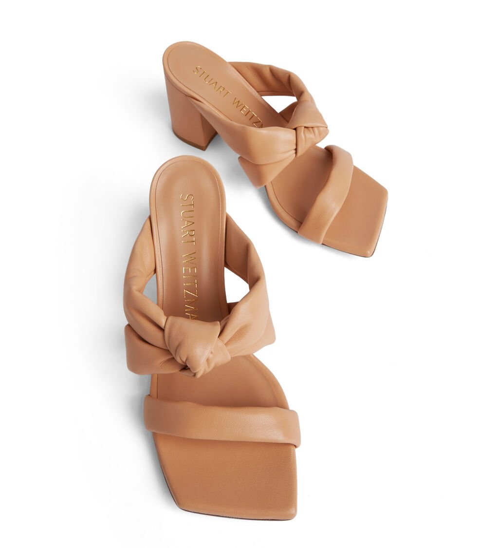Stuart Weitzman PLAYA 75 KNOT BLOCK SLIDE en ROJIZO de Mujer | Stuart Weitzman® Rebajas online