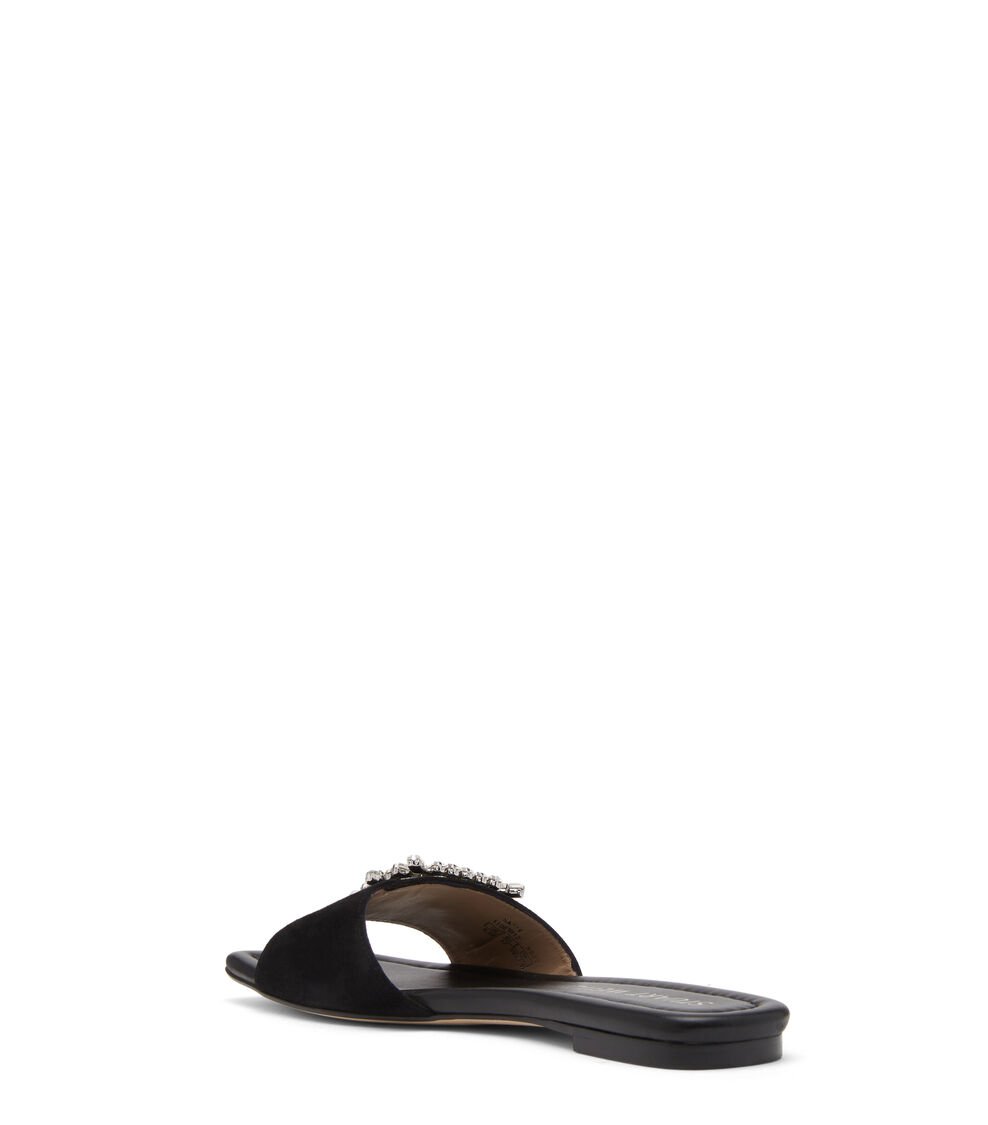 Stuart Weitzman SHINE BUCKLE SLIDE SANDAL en NEGRO de Mujer | Stuart Weitzman® Envío gratis