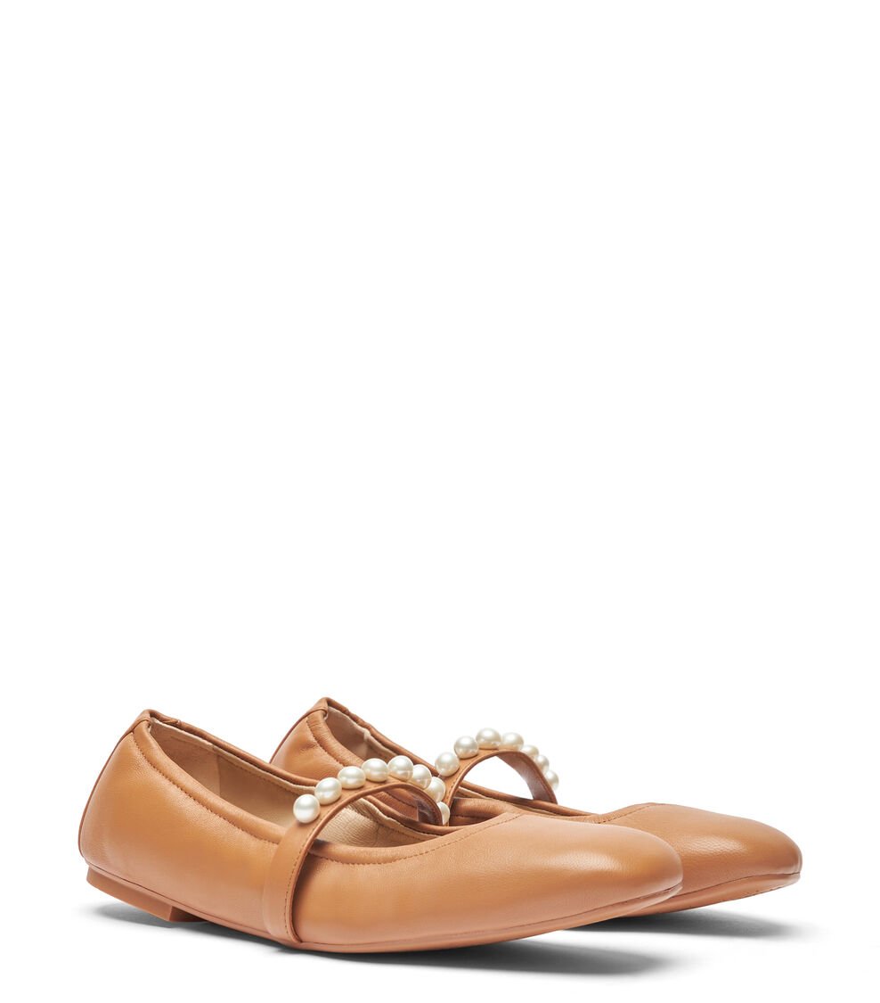 Stuart Weitzman GOLDIE BALLET FLAT en MARRÓN CLARO de Mujer | Stuart Weitzman® Limitado a 3 días