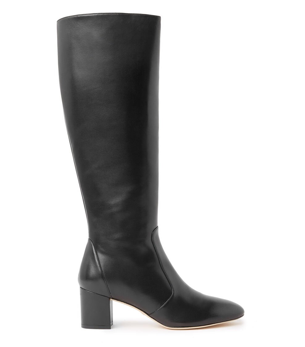 Stuart Weitzman YULIANA 60 KNEE-HIGH ZIP BOOT en NEGRO de Mujer | Stuart Weitzman® Libre de impuestos
