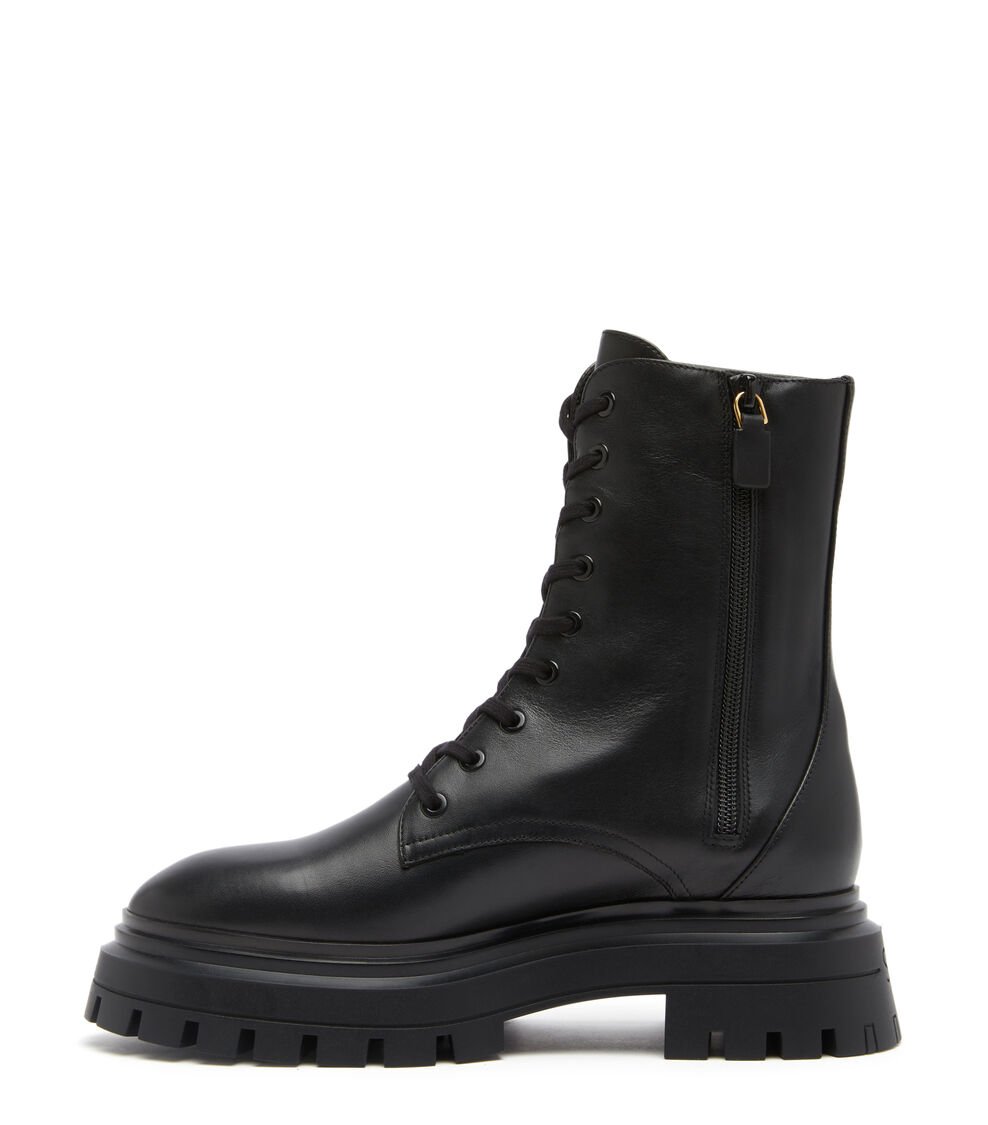 Stuart Weitzman BEDFORD SLEEK LACE-UP BOOTIE en NEGRO de Mujer | Stuart Weitzman® Ofertas especiales