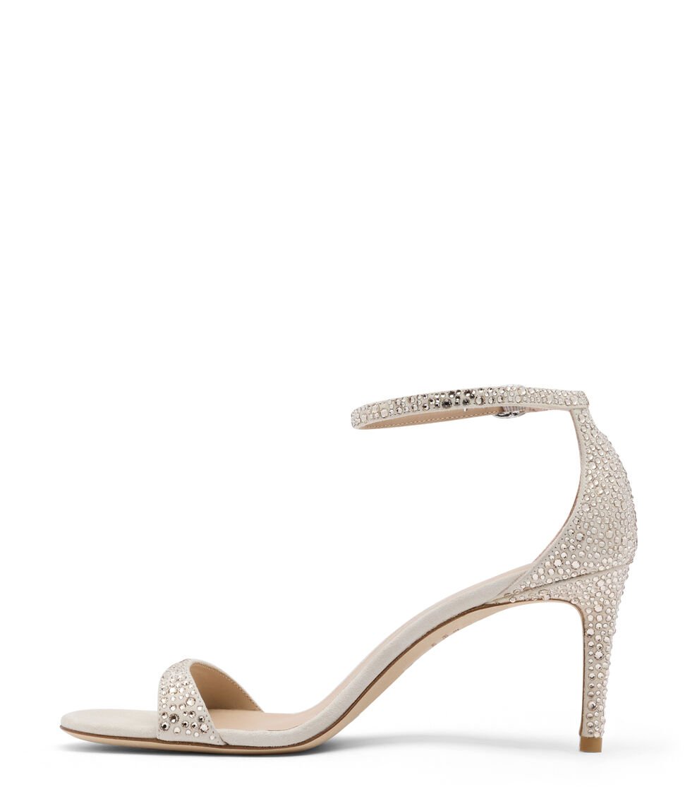 Stuart Weitzman NUDIST SHINE 75 SANDAL en SEDA LIGERA/LINO de Mujer | Stuart Weitzman® Rebajas de fin de temporada