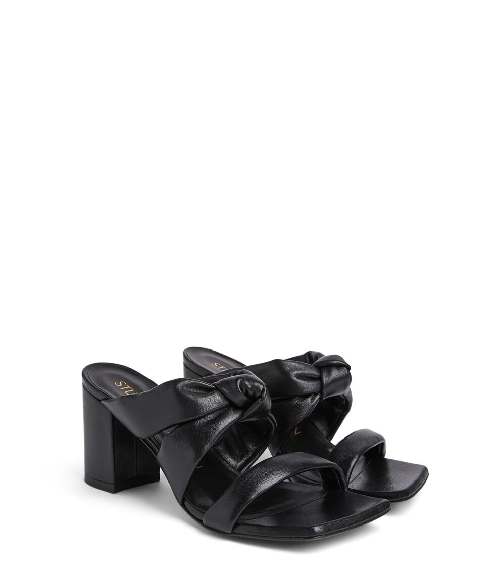 Stuart Weitzman PLAYA 75 KNOT BLOCK SLIDE en NEGRO de Mujer | Stuart Weitzman® 2025