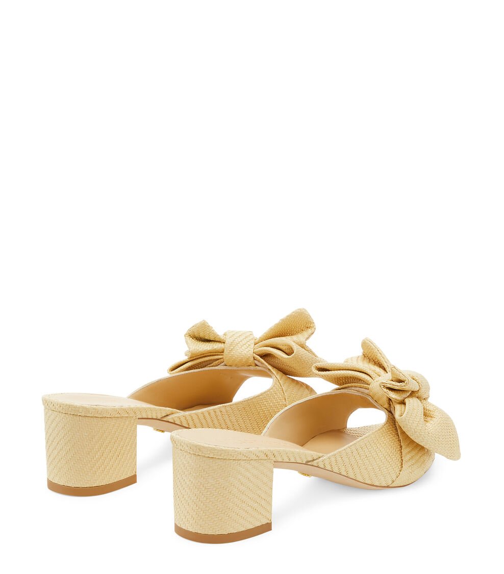 Stuart Weitzman LOVEKNOT 50 BLOCK SLIDE en TRIGO de Mujer | Stuart Weitzman® Outlet
