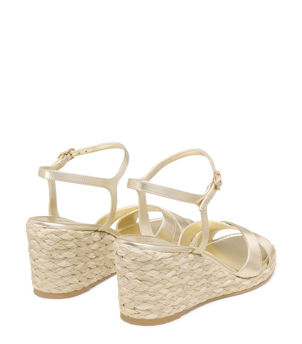 Stuart Weitzman DAYNA ESPADRILLE WEDGE en LIGHT GOLD/NATURAL de Mujer | Stuart Weitzman® Rebajas