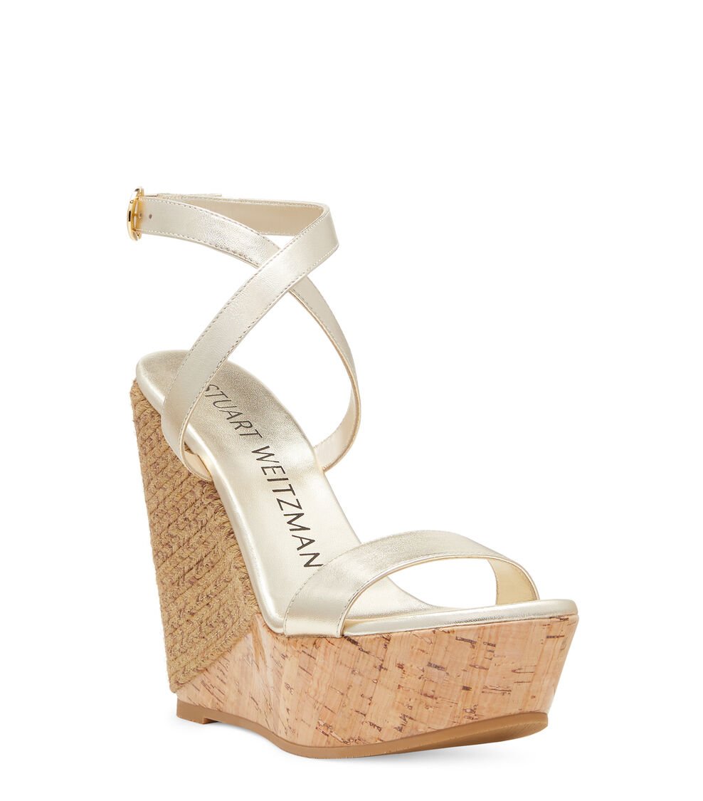 Stuart Weitzman 5050 WEDGE SANDAL en PLATEADO de Mujer | Stuart Weitzman® Ofertas