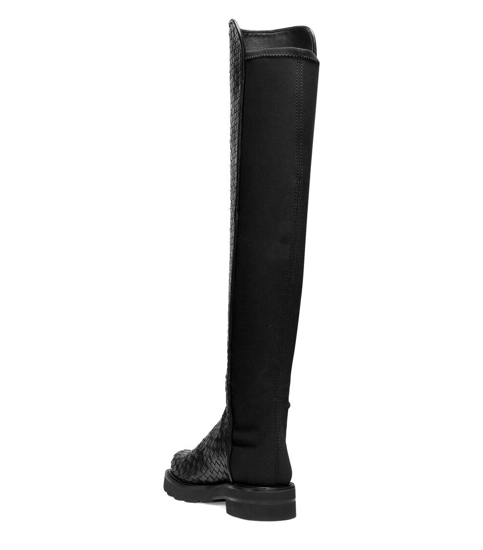 Stuart Weitzman 5050 LIFT WOVEN BOOT en NEGRO de Mujer | Stuart Weitzman® Ventas relámpago