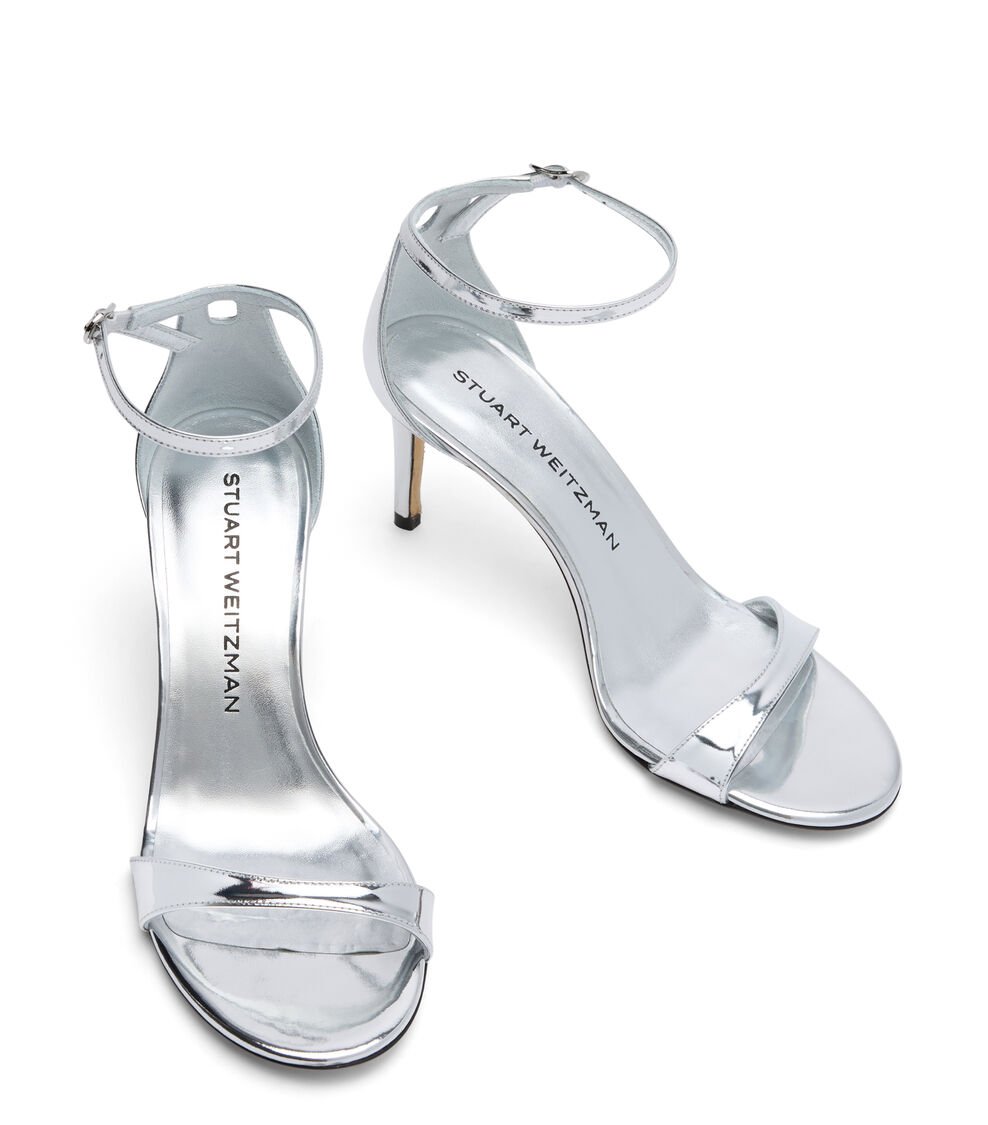 Stuart Weitzman NUDIST II SANDAL 75 en PLATA de Mujer | Stuart Weitzman® Superdescuento