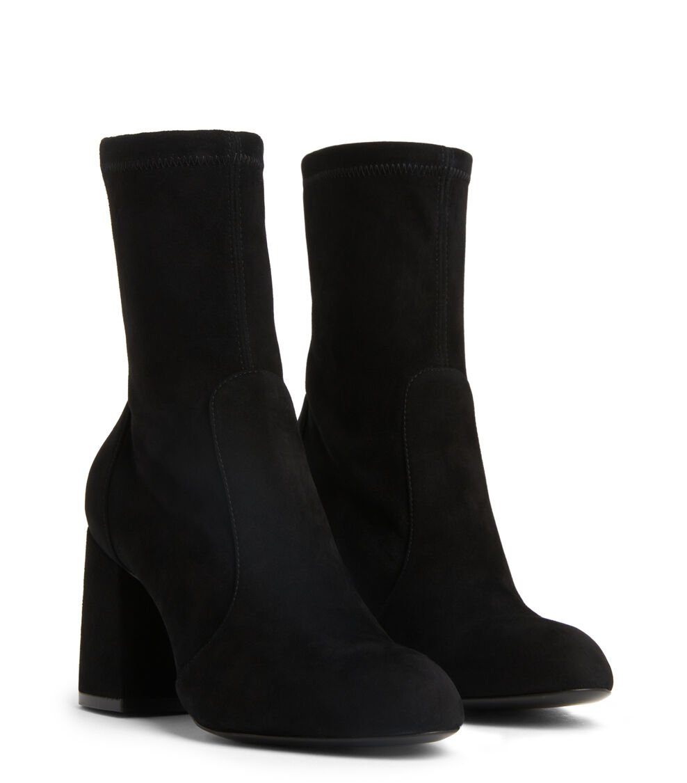 Stuart Weitzman FLAREBLOCK 85 STRETCH BOOTIE en NEGRO de Mujer | Stuart Weitzman® Libre de impuestos