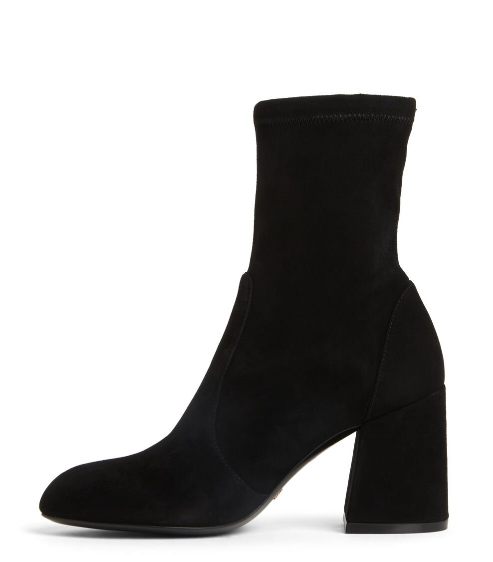 Stuart Weitzman FLAREBLOCK 85 STRETCH BOOTIE en NEGRO de Mujer | Stuart Weitzman® Libre de impuestos