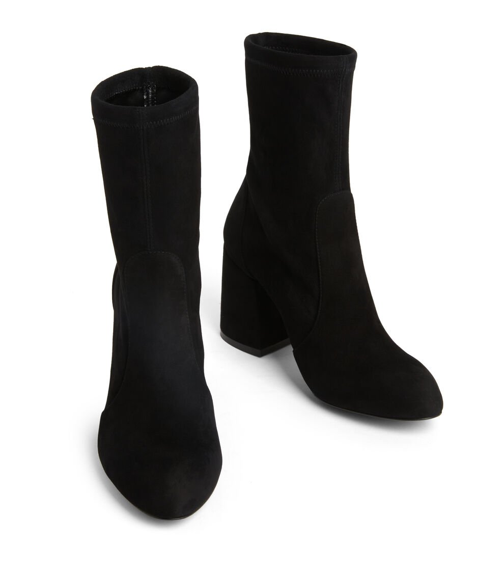 Stuart Weitzman FLAREBLOCK 85 STRETCH BOOTIE en NEGRO de Mujer | Stuart Weitzman® Libre de impuestos