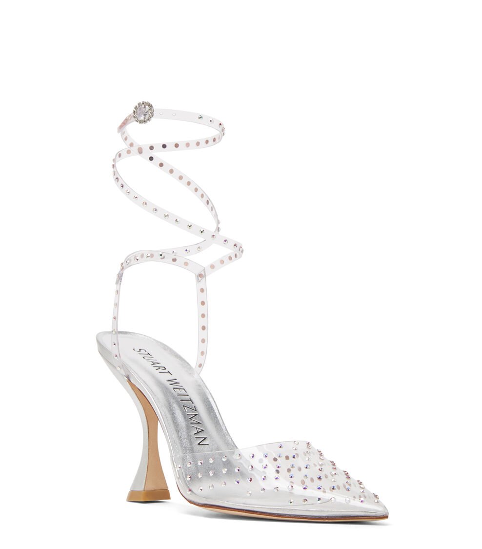 Stuart Weitzman GLAM XCURVE 100 WRAP PUMP en PLATEADO de Mujer | Stuart Weitzman® Precio ultrabajo