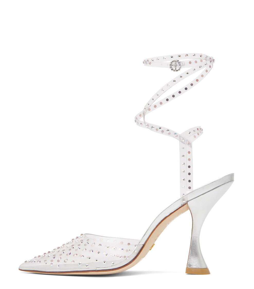 Stuart Weitzman GLAM XCURVE 100 WRAP PUMP en PLATEADO de Mujer | Stuart Weitzman® Precio ultrabajo