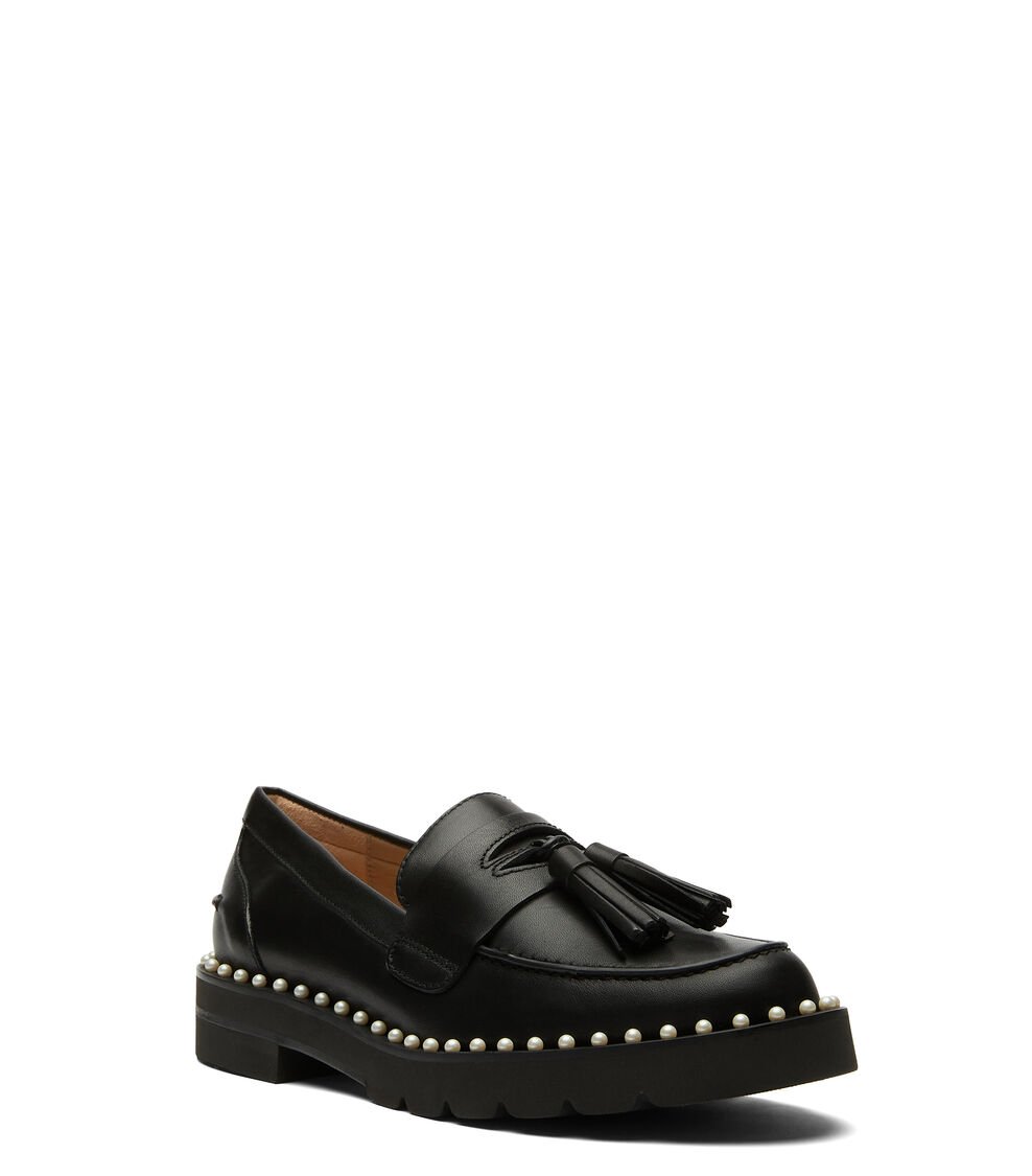 Stuart Weitzman MILA LIFT PEARL LOAFER en NEGRO de Mujer | Stuart Weitzman® Outlet