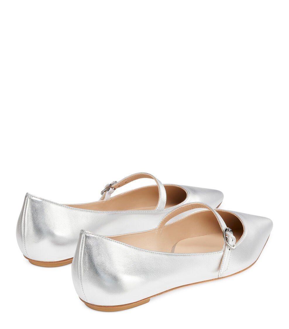 Stuart Weitzman EMILIA MARY JANE FLAT en PLATA de Mujer | Stuart Weitzman® Descuento por venta flash