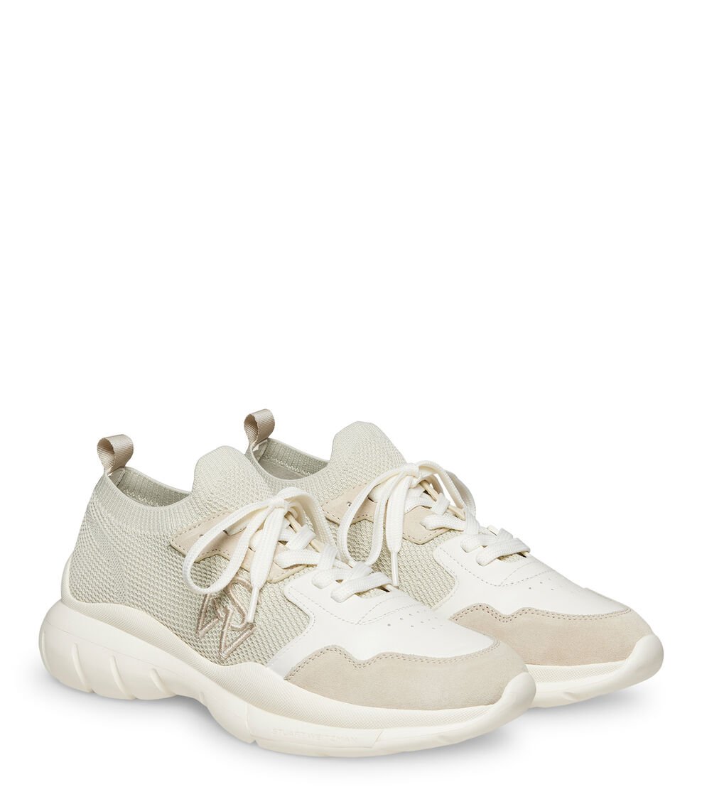 Stuart Weitzman 5050 SNEAKER en BEIGE CLARO/BLANCO HUESO de Mujer | Stuart Weitzman® Precio de fábrica