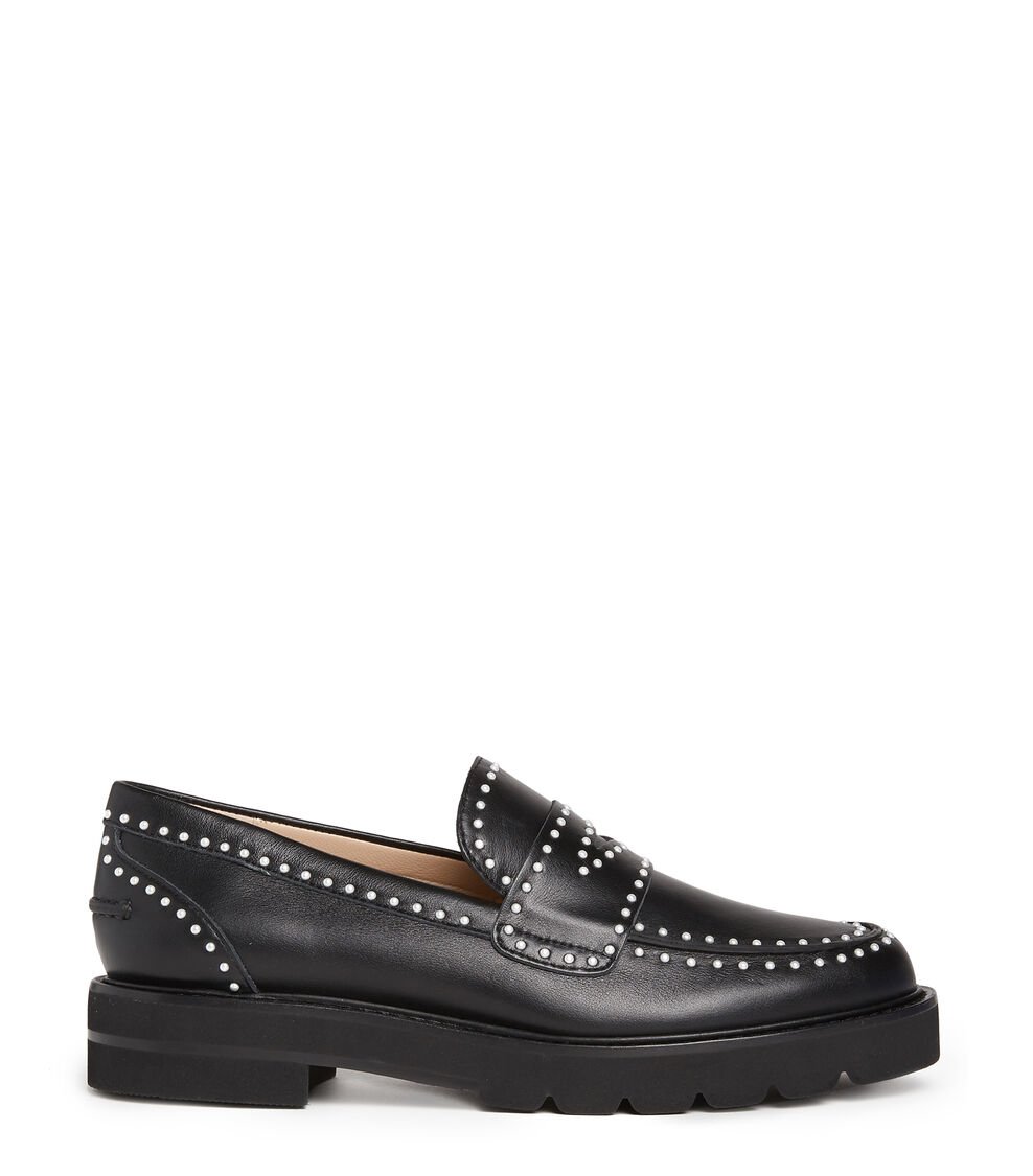 Stuart Weitzman PARKER LIFT MINI PEARL LOAFER en NEGRO de Mujer | Stuart Weitzman® Ofertas especiales