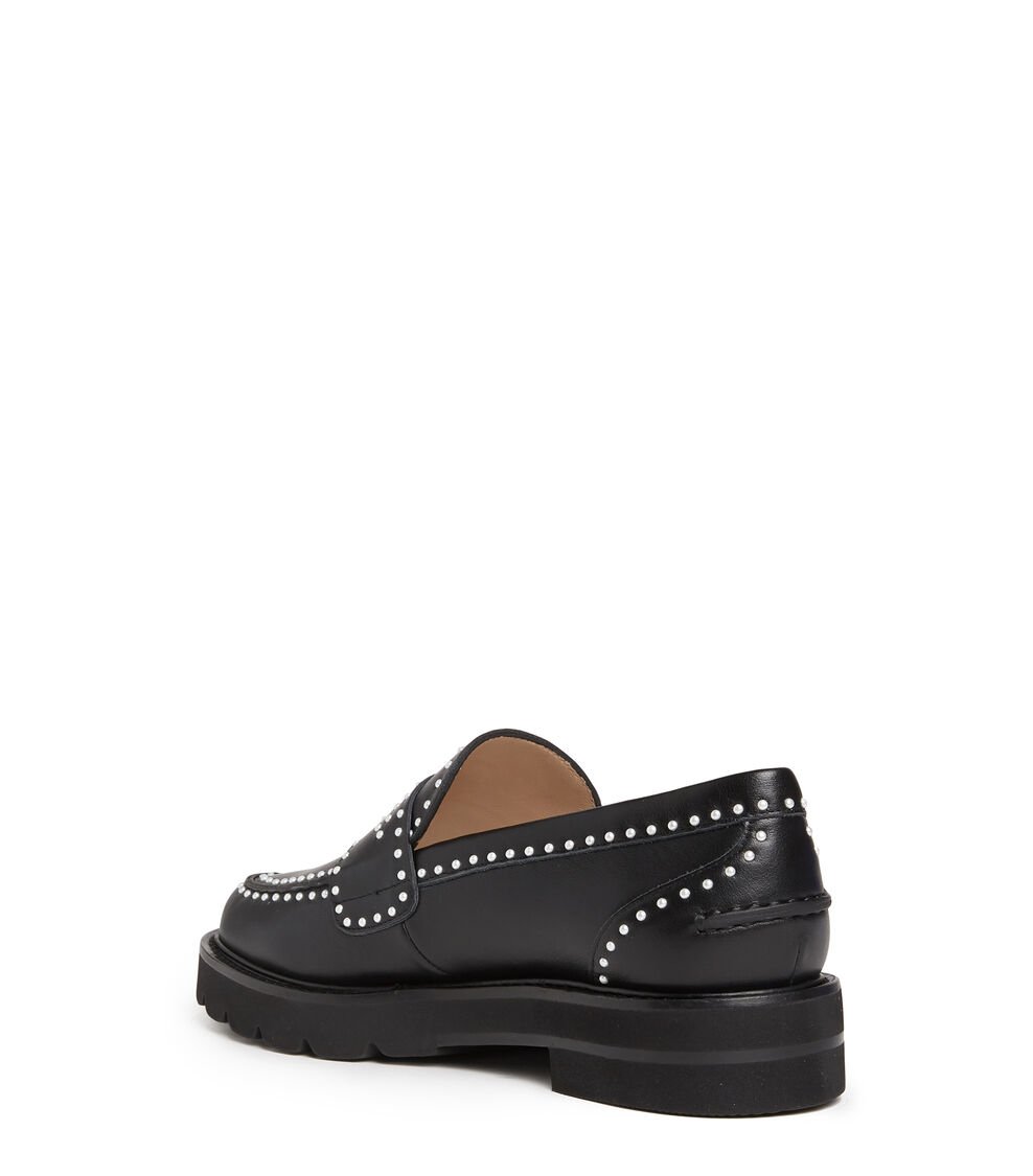Stuart Weitzman PARKER LIFT MINI PEARL LOAFER en NEGRO de Mujer | Stuart Weitzman® Ofertas especiales