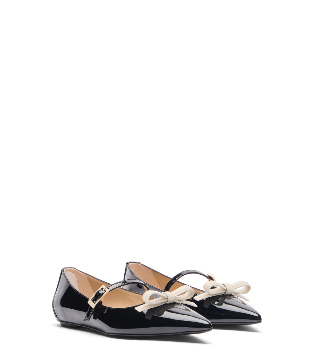 Stuart Weitzman STUART FELICITY MARY JANE FLAT en NEGRO/CREMA de Mujer | Stuart Weitzman® Grandes ahorros