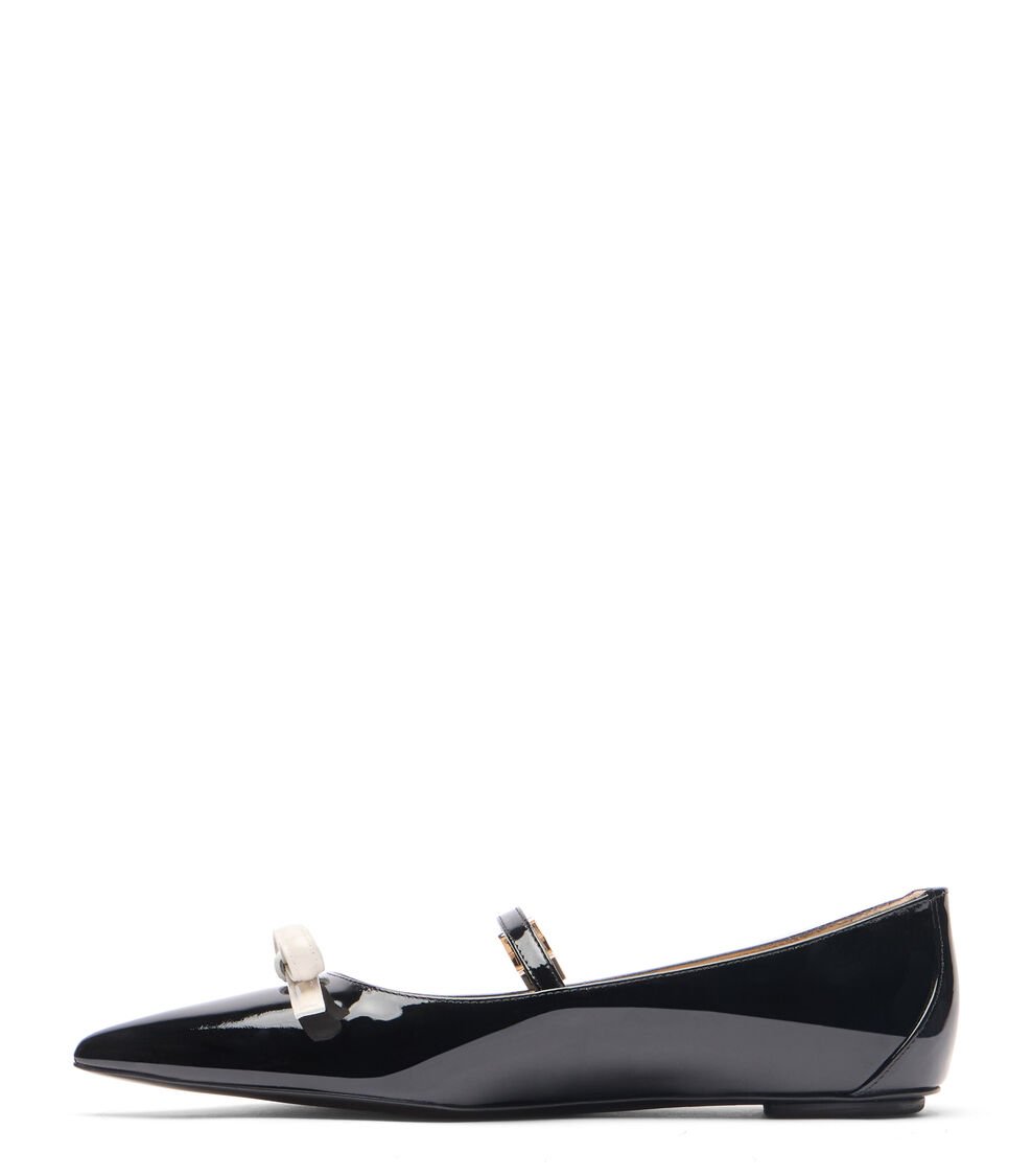 Stuart Weitzman STUART FELICITY MARY JANE FLAT en NEGRO/CREMA de Mujer | Stuart Weitzman® Grandes ahorros