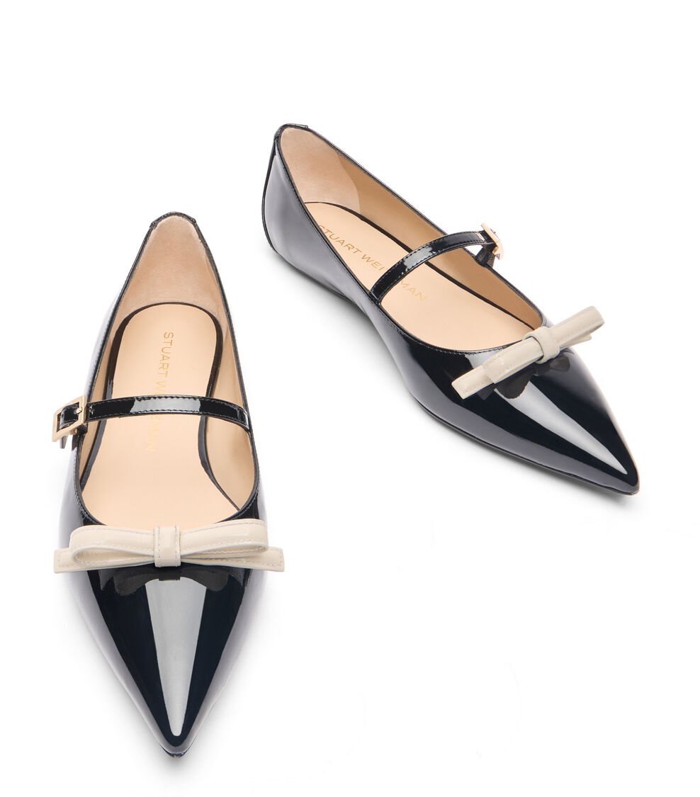 Stuart Weitzman STUART FELICITY MARY JANE FLAT en NEGRO/CREMA de Mujer | Stuart Weitzman® Grandes ahorros