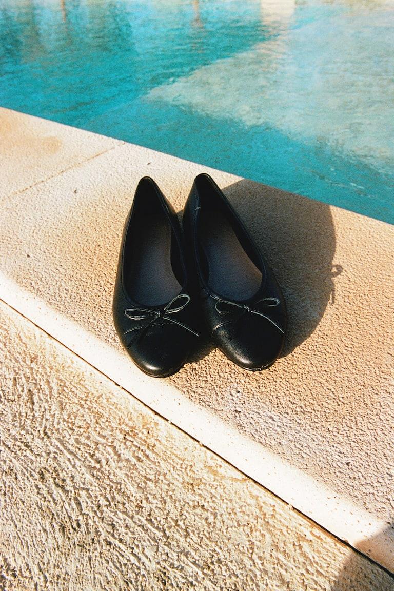 H&M Bailarinas de piel - Negro - MUJER