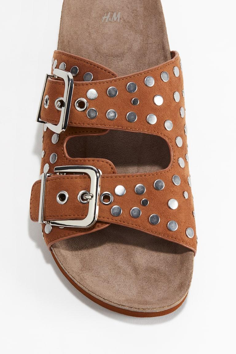 H&M Sandalias con tachuelas - Marrón/Plateado - MUJER Descuento