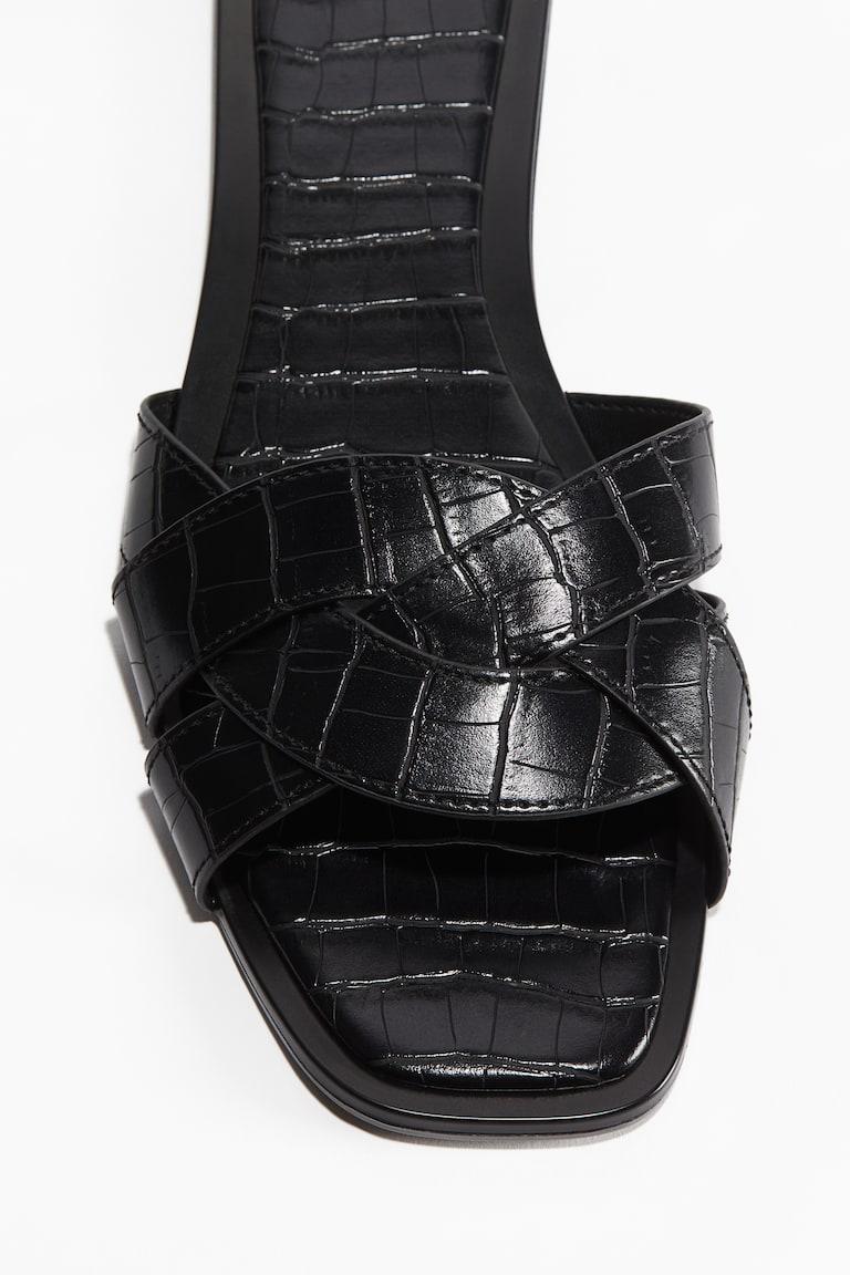 H&M Sandalias trenzadas - Negro/Efecto piel de cocodrilo - MUJER Oferta especial