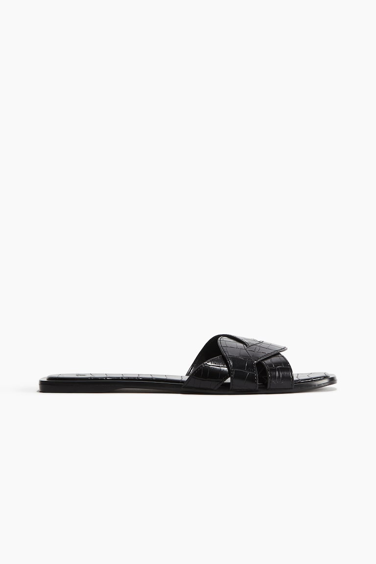 H&M Sandalias trenzadas - Negro/Efecto piel de cocodrilo - MUJER Oferta especial