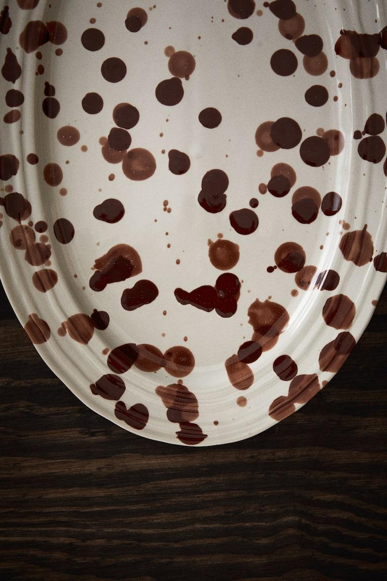 H&M Fuente de gres con esmalte moteado - Blanco/Moteado - HOME