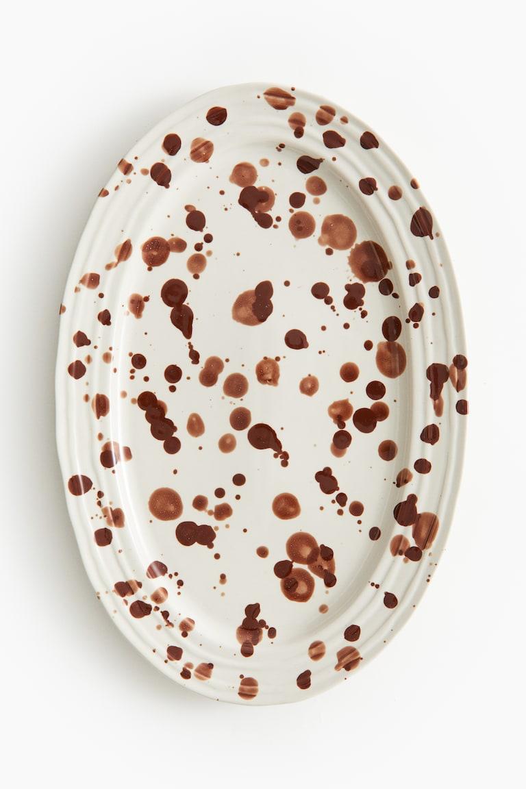 H&M Fuente de gres con esmalte moteado - Blanco/Moteado - HOME Ventas relámpago